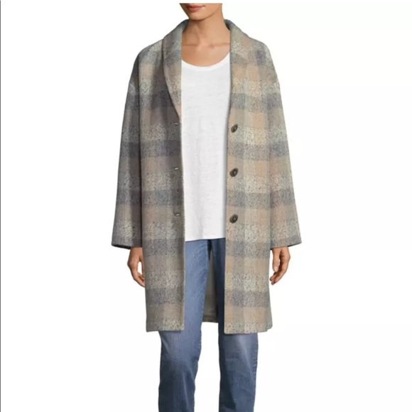 eileen fisher alpaca plaid coat